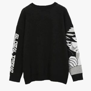 Y2K Aesthetic Anime Graphic Sweater - Trendy Cozy Top for Retro Fashion Lovers