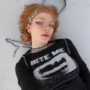 Y2K Aesthetic Bite Me Crop Top - Cute Grunge Style for Trendy Outfits