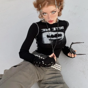 Y2K Aesthetic Bite Me Crop Top - Cute Grunge Style for Trendy Outfits