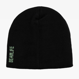 Y2K Aesthetic Black and Green Beanie for Grunge Style and Cozy Outfits