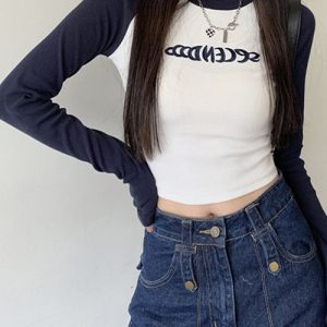 Y2K Aesthetic Blue Crop Top - Cute Pastel Goth Style for Trendy Outfits