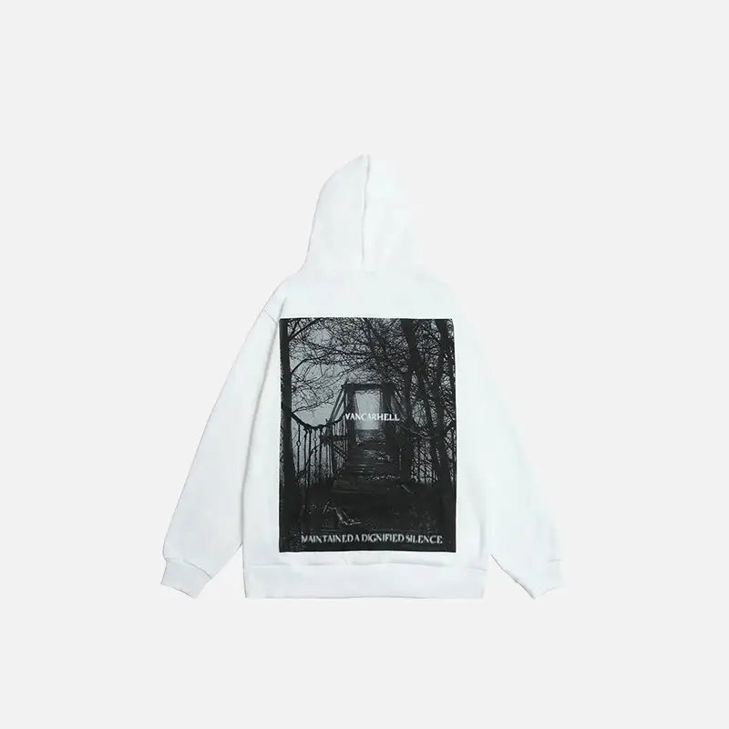 Y2K Aesthetic Bridge of Danger Hoodie - Trendy Grunge Style for Unique Outfits