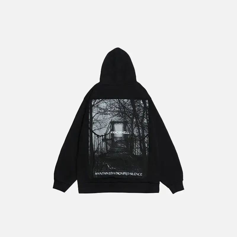 Y2K Aesthetic Bridge of Danger Hoodie - Trendy Grunge Style for Unique Outfits