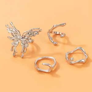 Y2K Aesthetic Butterfly Ring in Silver - Cute Coquette Style Jewelry for Trendy Looks