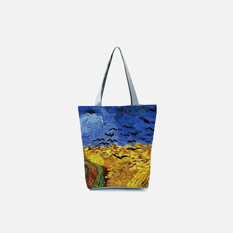 Y2K Aesthetic Canvas Painting Tote Bag - Trendy Art-Inspired Carryall for Creative Souls