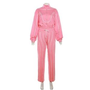 Y2K Aesthetic Crop Top Tracksuit - Trendy Coquette Style for Effortless Chic Looks