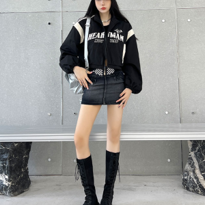 Y2K Aesthetic Crop Track Jacket - Vintage Style Comfy Hoodie for Trendy Outfits