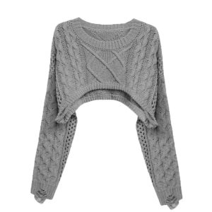 Y2K Aesthetic Cropped Sweater - Trendy Cute Top for Coquette and Grunge Styles