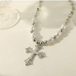 Y2K Aesthetic Cross Necklace - Trendy Coquette Style Jewelry for Vintage Fashion Lovers