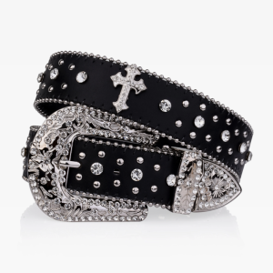 Y2K Aesthetic Cross Rhinestone Belt for Grunge and Coquette Style Outfits