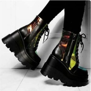 Y2K Aesthetic Designer Platform Boots for Trendy Grunge and Coquette Outfits