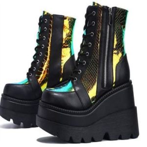 Y2K Aesthetic Designer Platform Boots for Trendy Grunge and Coquette Outfits