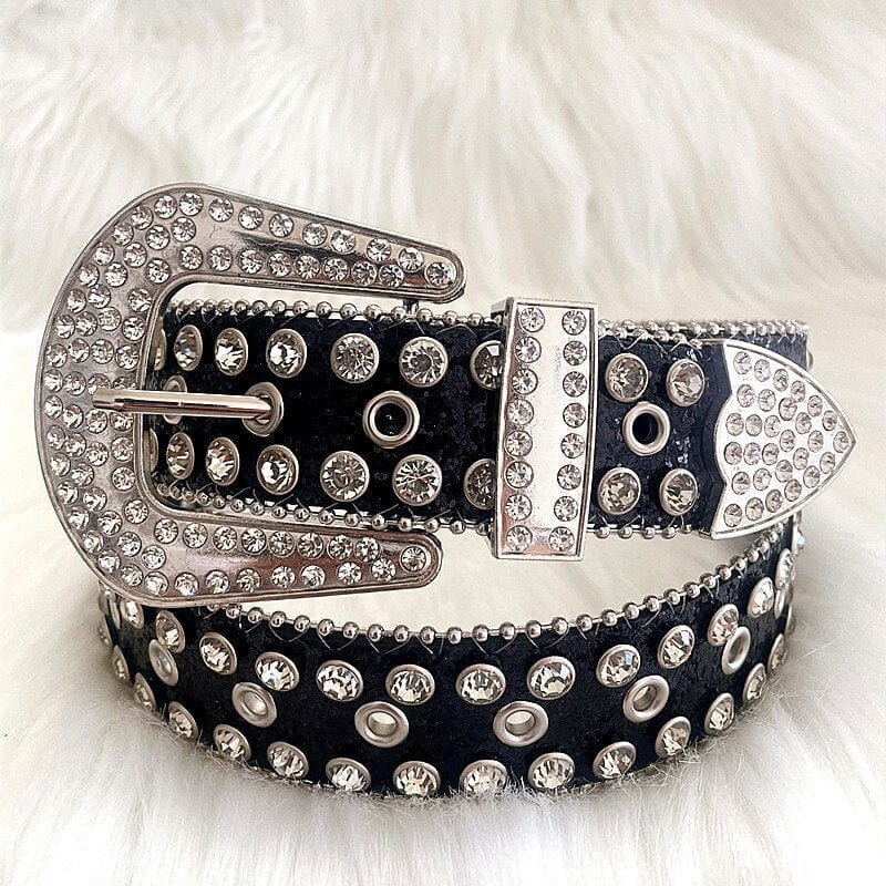 Y2K Aesthetic Diamonds Cowboy Belt for Trendy Coquette and Grunge Outfits