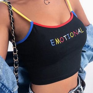 Y2K Aesthetic Emotional Tank Top - Vintage-Inspired Cute Crop Top for Trendy Outfits