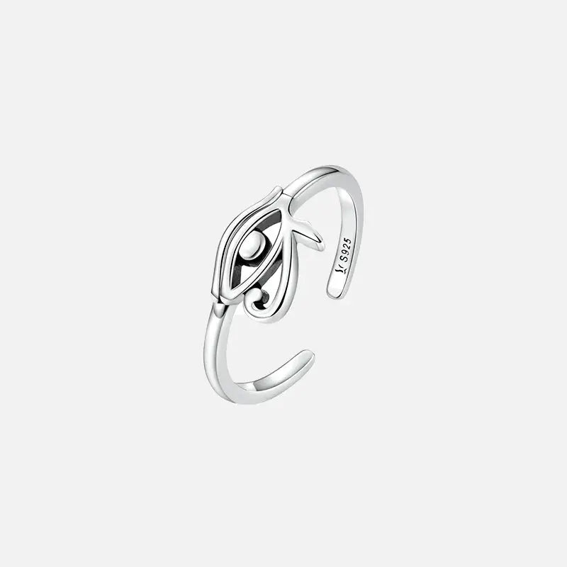 Y2K Aesthetic Eye of Horus 925 Sterling Silver Ring - Vintage Egyptian Style Jewelry