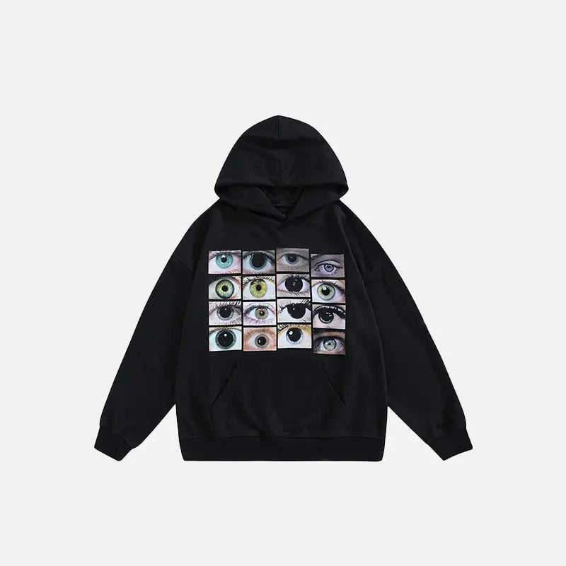 Y2K Aesthetic Eyes Wall Hoodie - Trendy Grunge Style for Unique Fashion Lovers