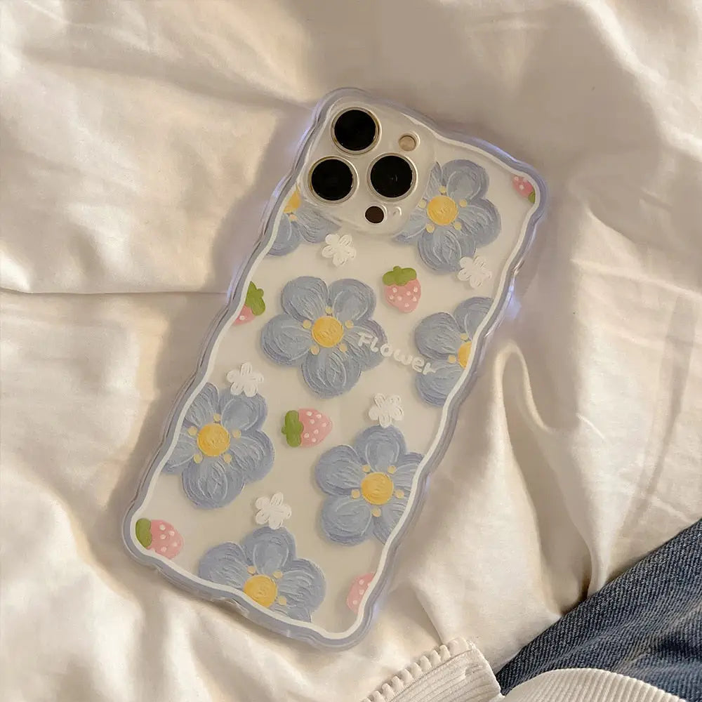 Y2K Aesthetic Flowers & Strawberries iPhone Case - Cute Kawaii Style Phone Cover