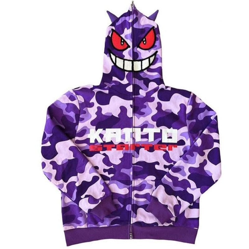 Y2K Aesthetic Full Zip Hoodie - Retro Pokemon Graphic Comfy Streetwear Top