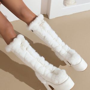 Y2K Aesthetic Fur Boots for Cozy Style and Retro Vibes