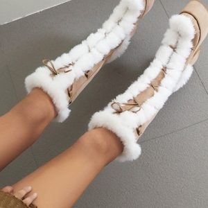 Y2K Aesthetic Fur Boots for Cozy Style and Retro Vibes