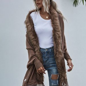 Y2K Aesthetic Fur Trim Jacket for Cozy Vintage Style and Trendy Layering