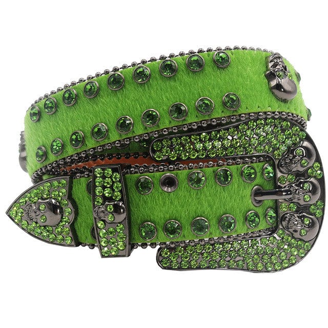 Y2K Aesthetic Green Fur Belt for Trendy Outfits and Coquette Style Looks