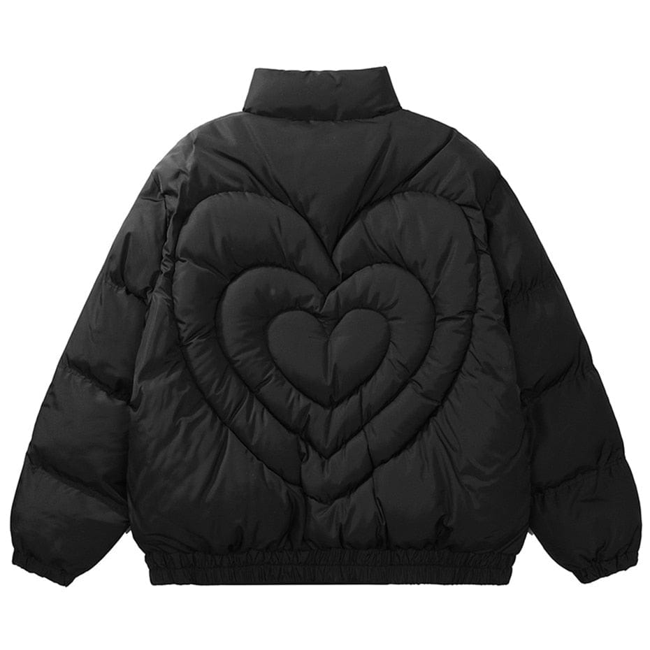 Y2K Aesthetic Heart Puffer Jacket for Cozy Retro Style and Trendy Outfits