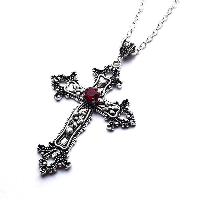 Y2K Aesthetic Jewel Cross Necklace - Trendy Coquette Style Accessory for Unique Outfits