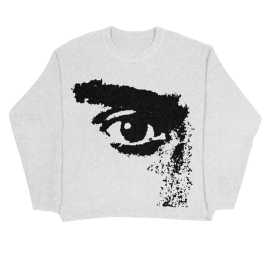 Y2K Aesthetic Knitted Eye Heavy 400gsm Sweater - Cozy Vintage Style for Trendy Looks