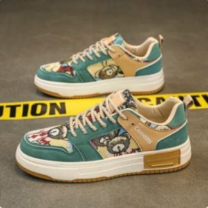 Y2K Aesthetic Leather Anime Sneakers for Trendy Street Style and Retro Vibes