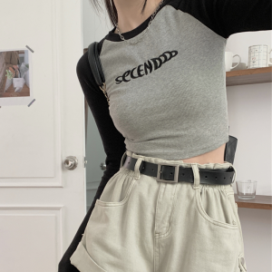 Y2K Aesthetic Long Sleeve Crop Tee - Cute Top for Coquette and Grunge Styles