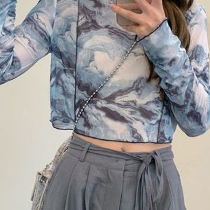 Y2K Aesthetic Long Sleeve Crop Top - Cute and Comfy for Coquette and Grunge Styles