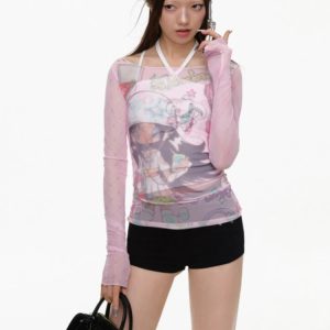 Y2K Aesthetic Long Sleeve Shirt - Vintage-Inspired Cute Top for Trendy Outfits