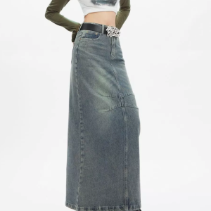 Y2K Aesthetic Maxi Skirt - Trendy Cargo Skirt for Coquette and Grunge Styles