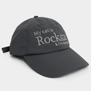 Y2K Aesthetic 'My Cat Is Rockstar And I'm A Manager' Hat - Cute Grunge Style Accessory