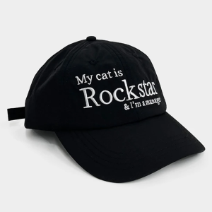 Y2K Aesthetic 'My Cat Is Rockstar And I'm A Manager' Hat - Cute Grunge Style Accessory