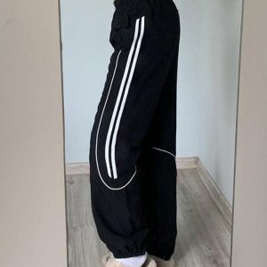 Y2K Aesthetic Nylon Track Pants for Trendy Outfits and Comfy Street Style