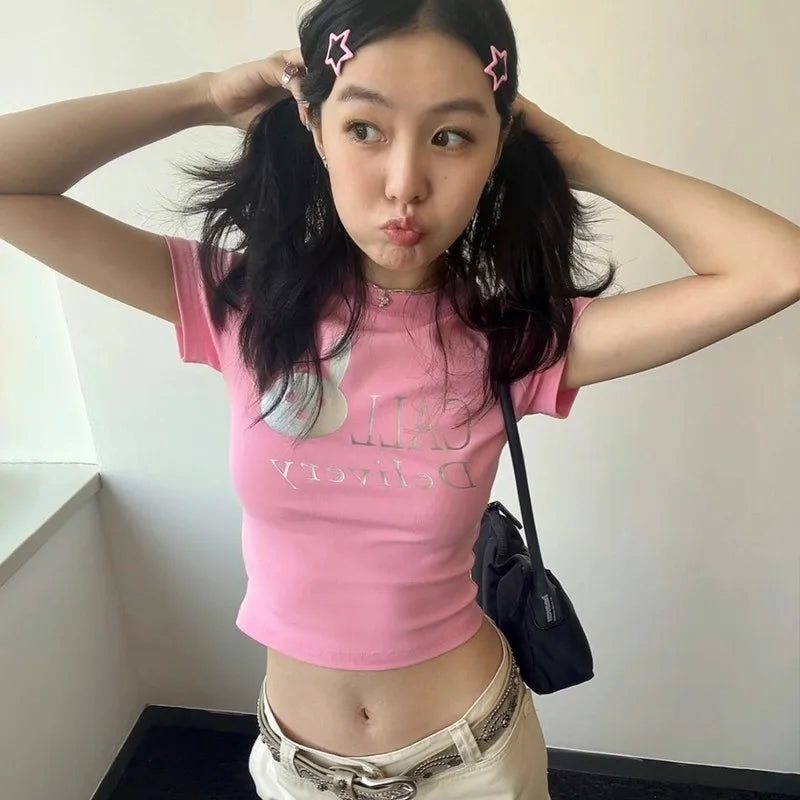 Y2K Aesthetic Pink Crop Top - Cute Y2K Fashion for Trendy Outfits and Aesthetic Looks