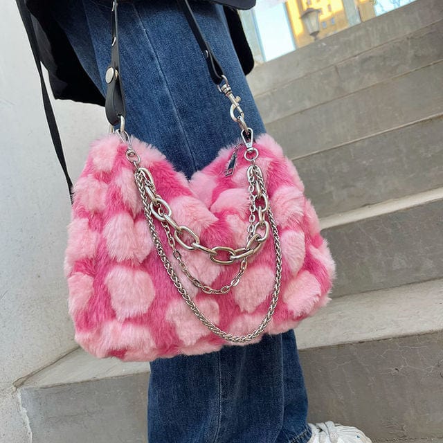 Y2K Aesthetic Plush Shoulder Bag - Cute and Comfy Accessory for Trendy Outfits