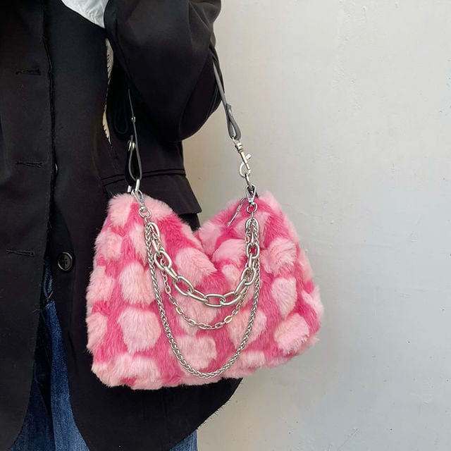 Y2K Aesthetic Plush Shoulder Bag - Cute and Comfy Accessory for Trendy Outfits