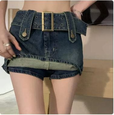 Y2K Aesthetic Pockets Denim Skirt - Trendy Cargo Style for Effortless Fashion