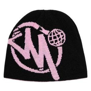 Y2K Aesthetic Printed Beanie for Trendy Looks and Cozy Vibes