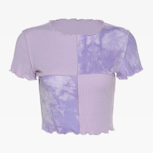 Y2K Aesthetic Purple Crop Top - Cute Pastel Goth Style for Trendy Outfits