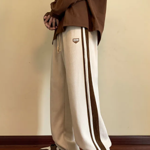 Y2K Aesthetic Side Stripe Sweatpants for Comfy Grunge Style and Casual Outfits