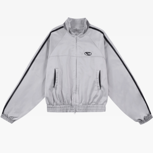 Y2K Aesthetic Silver Track Jacket - Retro Sporty Style for Trendy Outfits