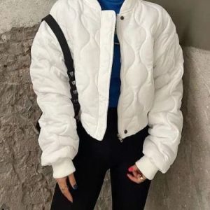 Y2K Aesthetic Slim Puffer Coat for Trendy Outfits and Cozy Layering