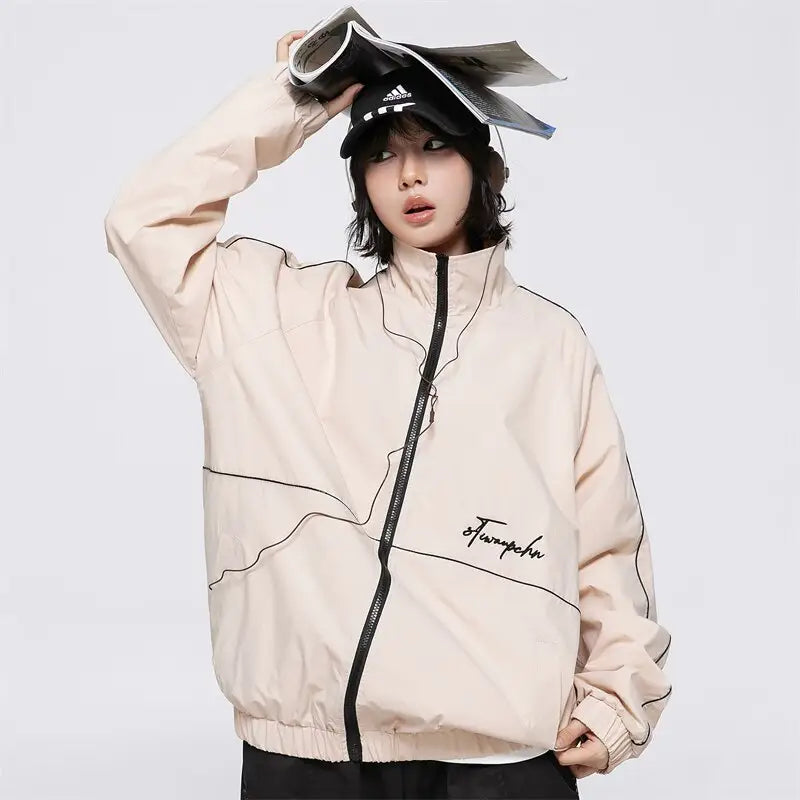 Y2K Aesthetic Soft Racing Windbreaker Jacket for Trendy Street Style