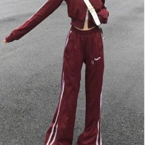 Y2K Aesthetic Sweatpants Tracksuit - Comfy Vintage Style for Trendy Outfits