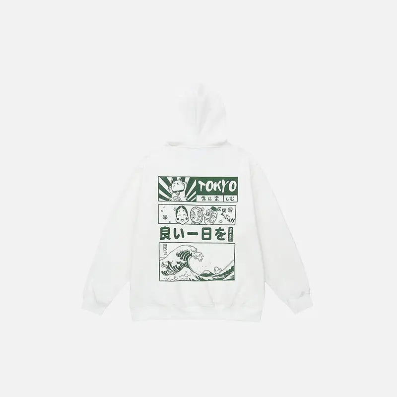 Y2K Aesthetic Tokyo Banners Comfy Hoodie for Trendy Streetwear Style