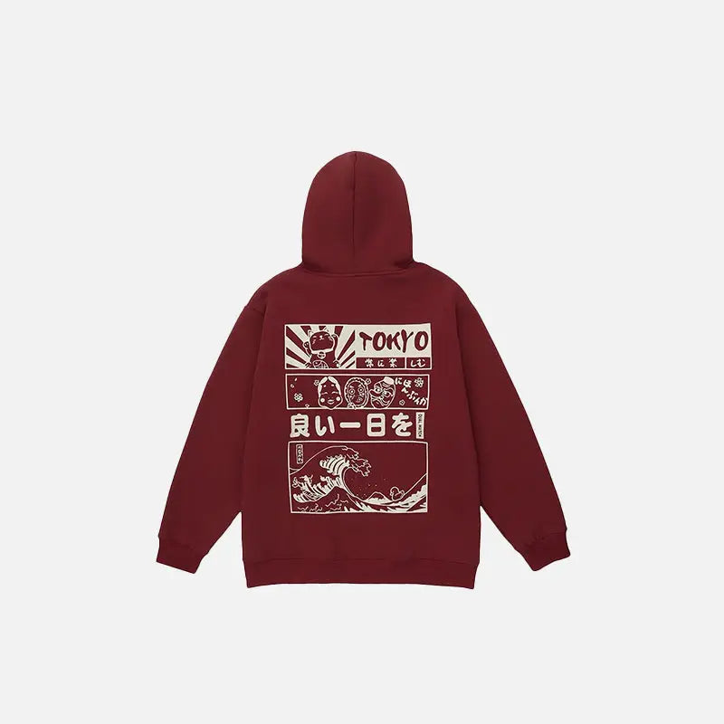 Y2K Aesthetic Tokyo Banners Comfy Hoodie for Trendy Streetwear Style